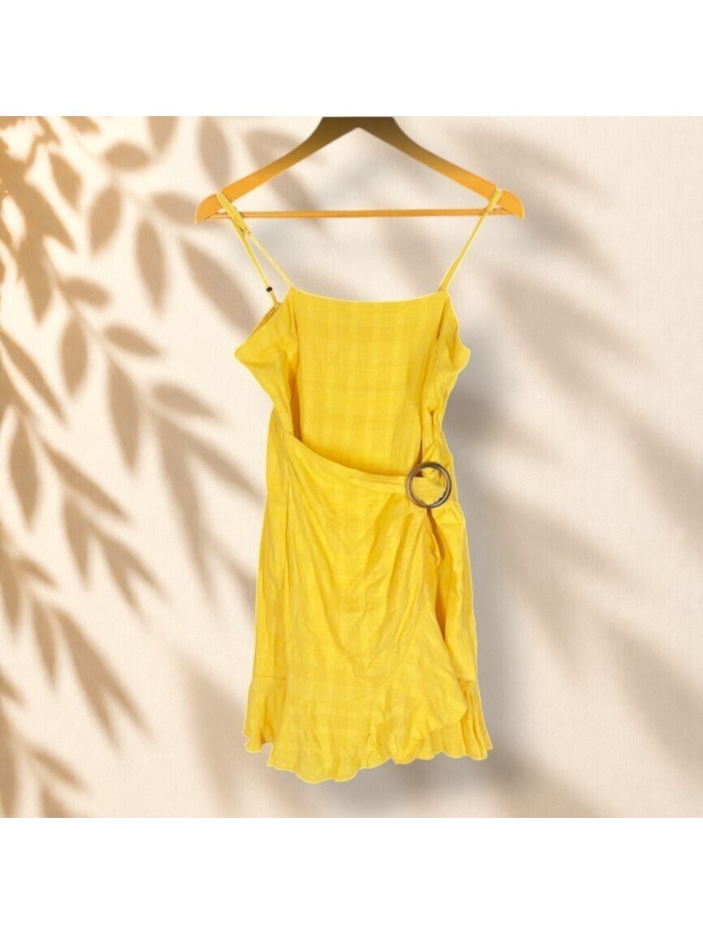 American Eagle Dress Women M Medium Yellow Sheath Midi Sleeveless Belted Lined